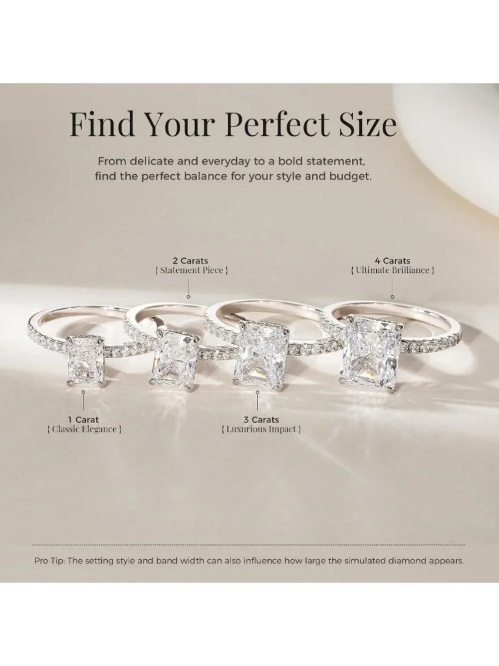 3CT Radiant Cut Sterling Silver Engagement Ring, CZ Wedding Band for Women, Size